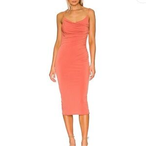 Katie May Pink Bodycon Midi Dress Spaghetti Strap
